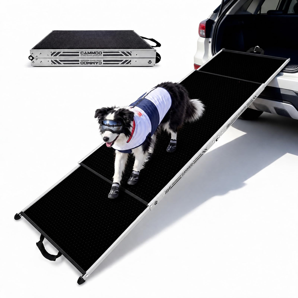 CAMMOO Dog Ramp for Car, 73''L x 20''W Foldable Pet Ramp for Large Dogs