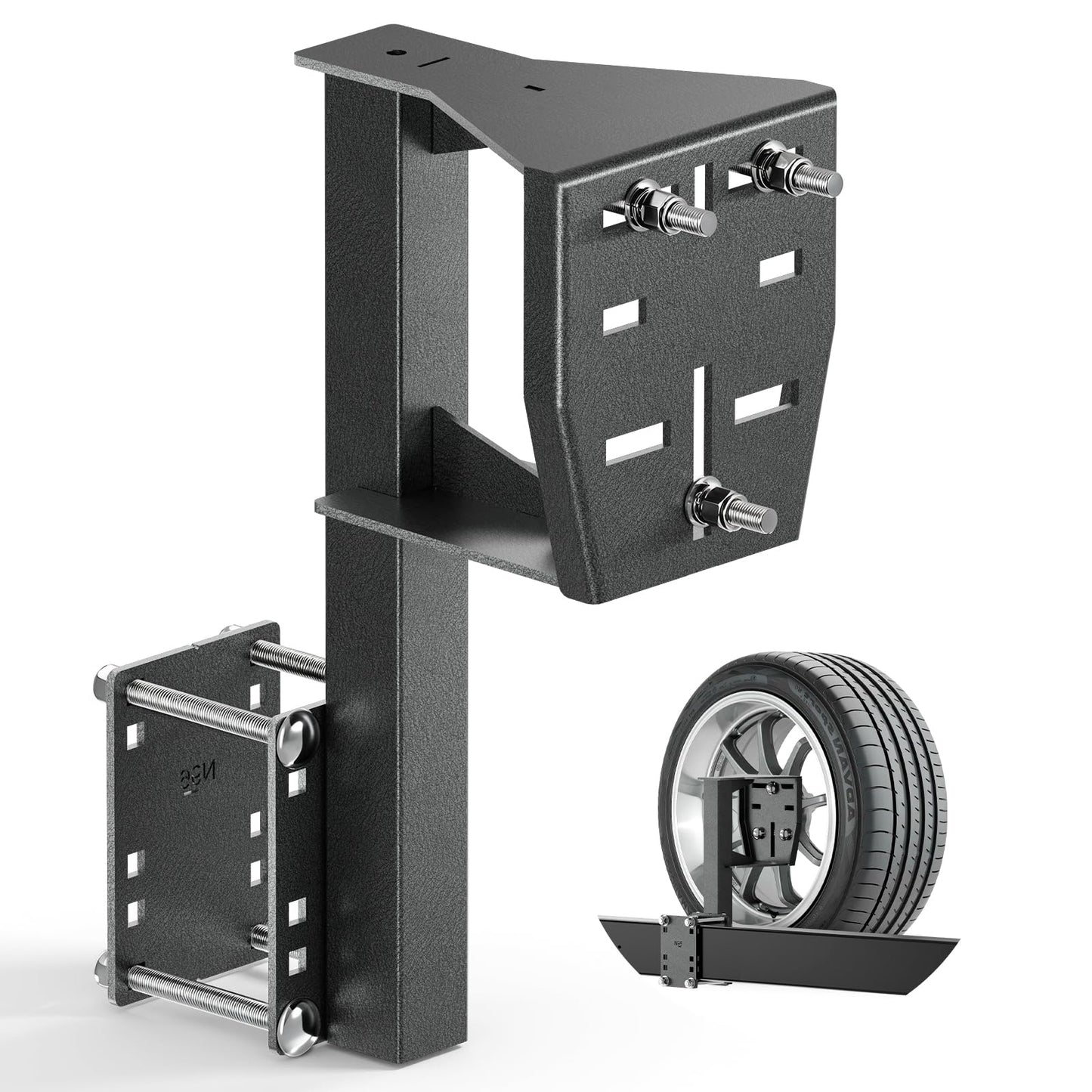 Trailer Spare Tire Mount Carrier – 3-Nut Design, Fits 4/5/6/8 Lug | Spare Tire Carrier, 180 lb capacity, E-coat and powder coat rustproof, no-drill frame mount, for utility/boat/RV trailers