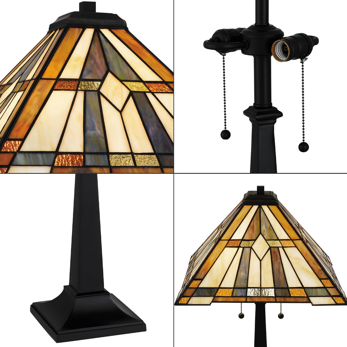 Quoizel Winchester 25" Matte Black Tiffany-Style Table Lamp