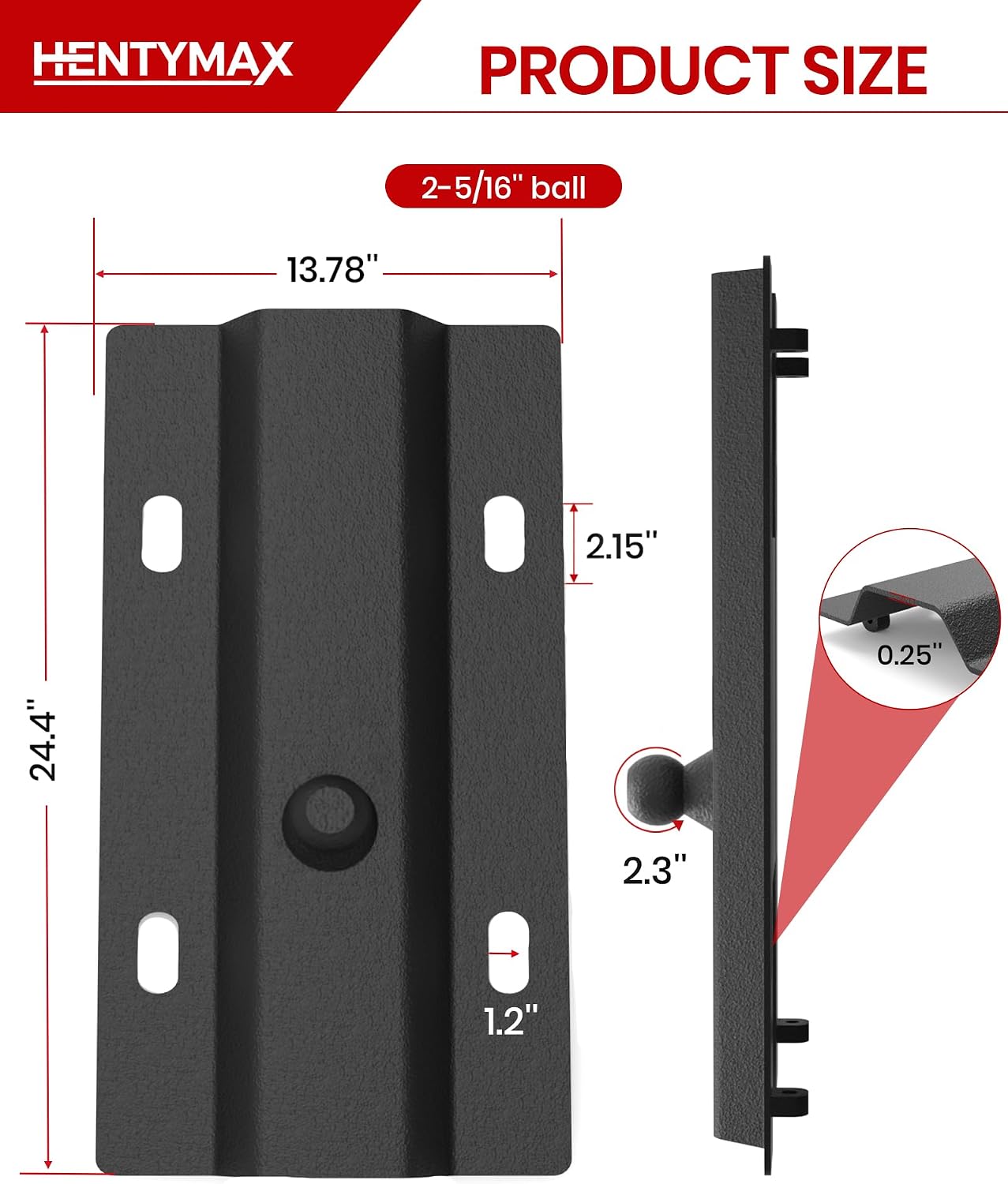 Gooseneck Ball Plate for Industry-Standard 5th Wheel Rails | 5th Wheel to Gooseneck Adapter with 2-5/16 Inch Ball Universal Gooseneck Hitch for Pickup Truck Bed 30,000 lbs