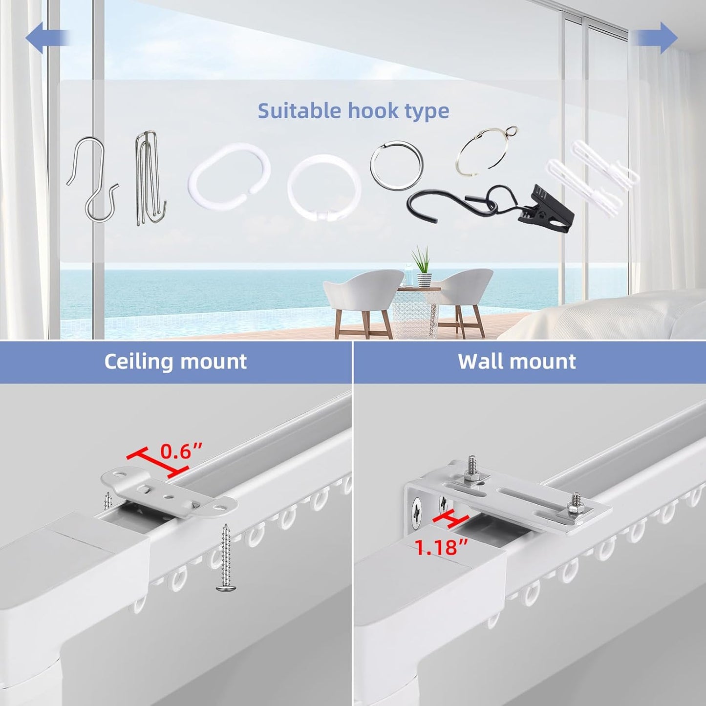 Motorized Curtains Tracks,70.87'-118.1'; Smart Curtains Motorized Opener Electric Single Rods Automatic Rod