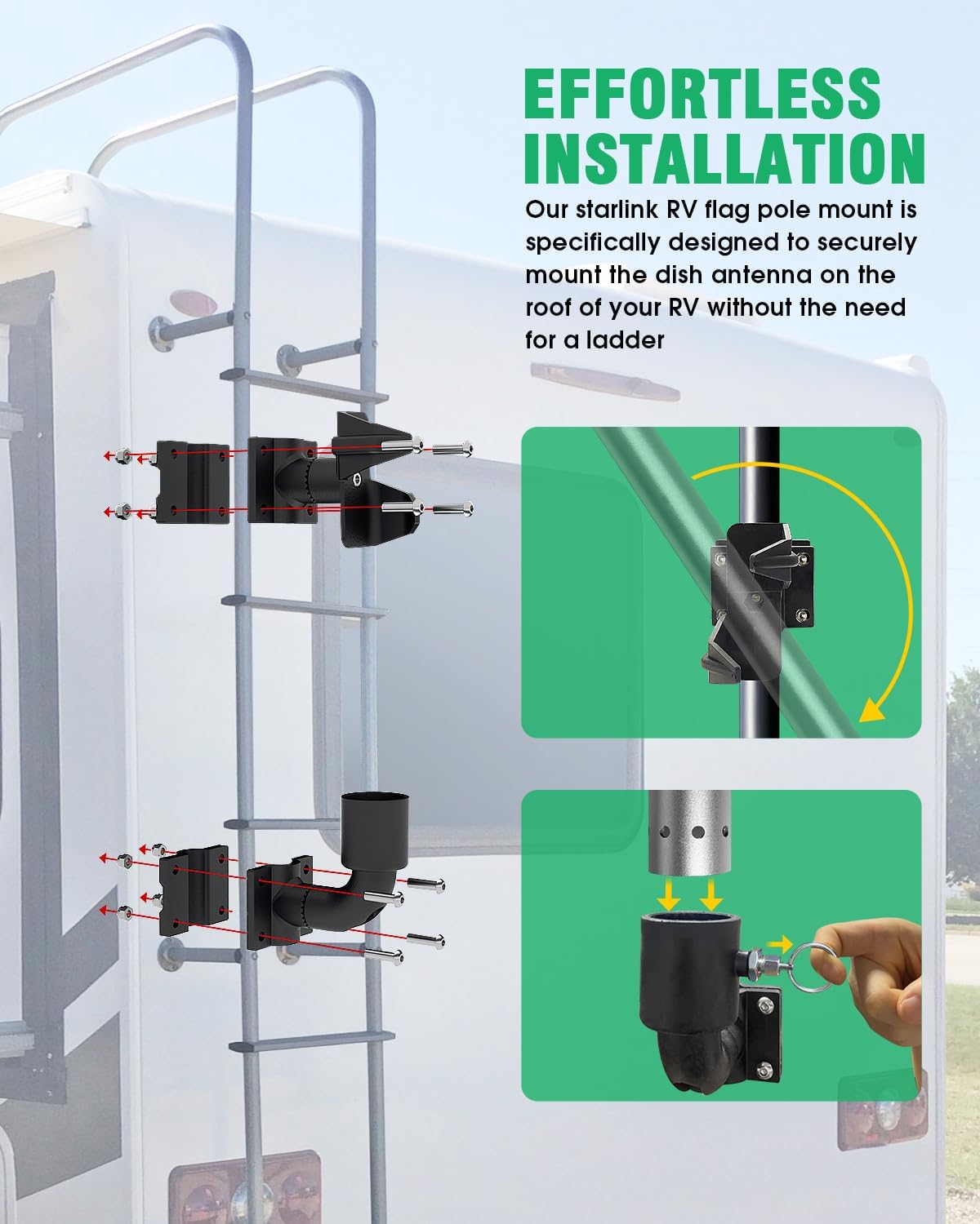 Lymezato Starlink RV Pole with Ladder Mounting Bracket Fit for Starlink 2nd Generation