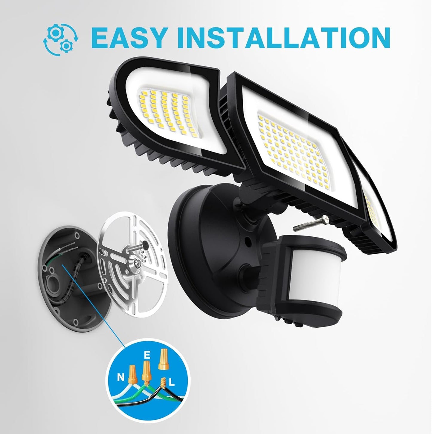 100W LED   BlackSecurity/Motion Sensor Outdoor Light, 2 Pack, 9000LM Super Bright