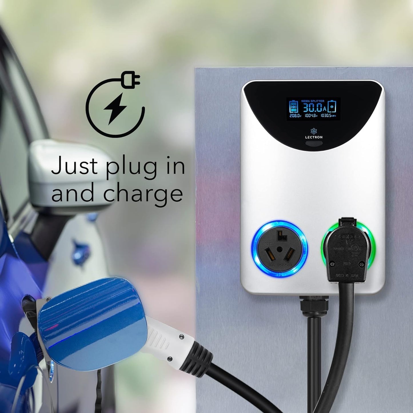 Lectron NEMA Socket Splitter - Power Your EV Charger and High-Powered Appliance from The Same Outlet (NEMA 10-30 to NEMA 10-30 / NEMA 10-30 Splitter)