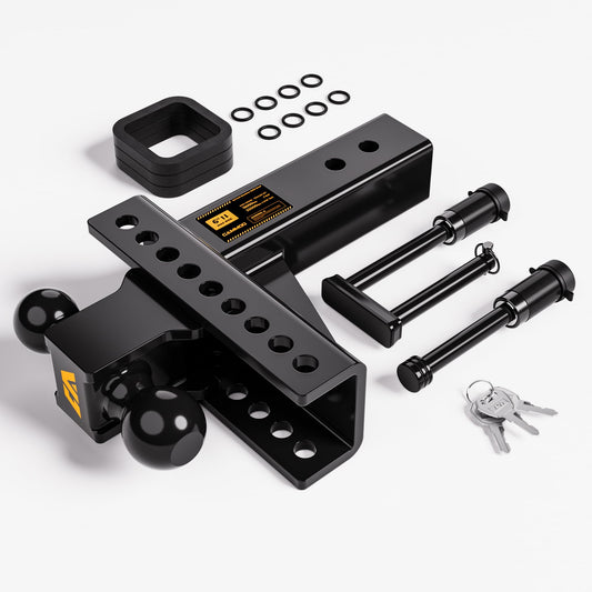 CAMMOO Adjustable Trailer Hitch, Tow Hitch with 2.5 inch Receiver, 6 inch Rise/Drop Hitch, 2" and 2-5/16" Ball Hitch, 22000 LBS GTW Truck Hitch with U-Shaped Alloy Steel Anti-Theft Pin, Black