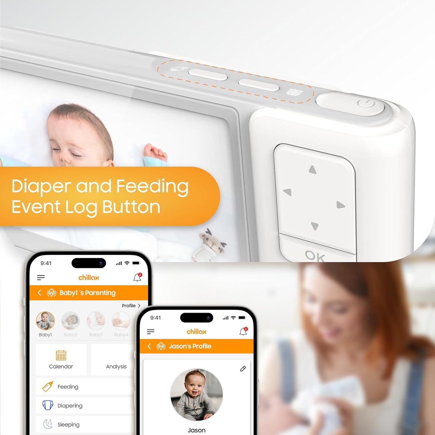 CHILLAX Giraffe Pro Portable Baby Monitor–Video Baby Monitor for Travel with Battery Base Stand,HD 1080p Camera and 5”Screen, Privacy Protection WiFi ON-Off Switch, Gooseneck Design, Night Vision Giraffe Portable
