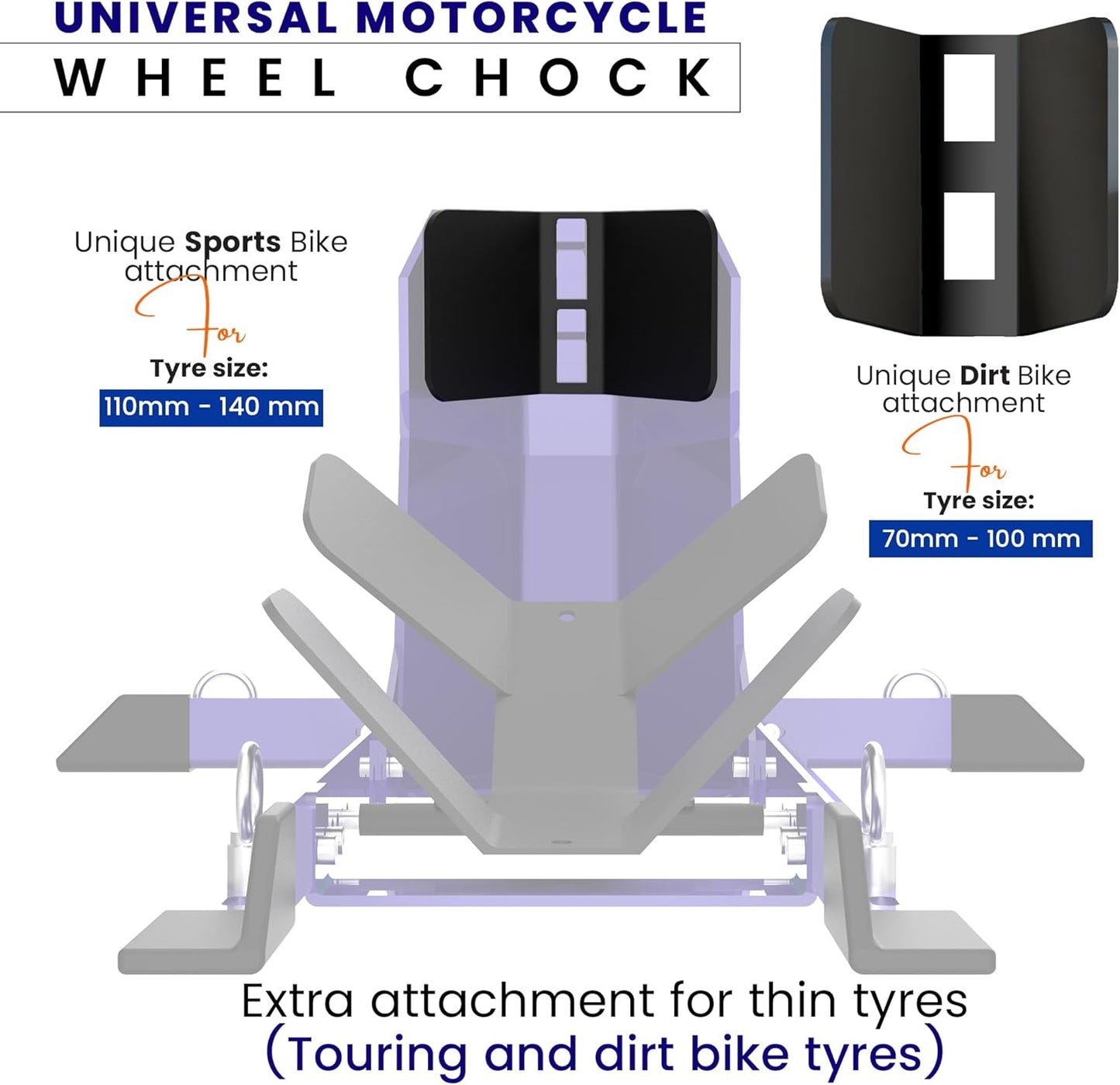GRAND PITSTOP Universal Wheel Chock for Motorcycle Stand for Trailer Completely Adjustable Detachable Foldable Wheel Chock (Blue) 4000 lbs Blue V1