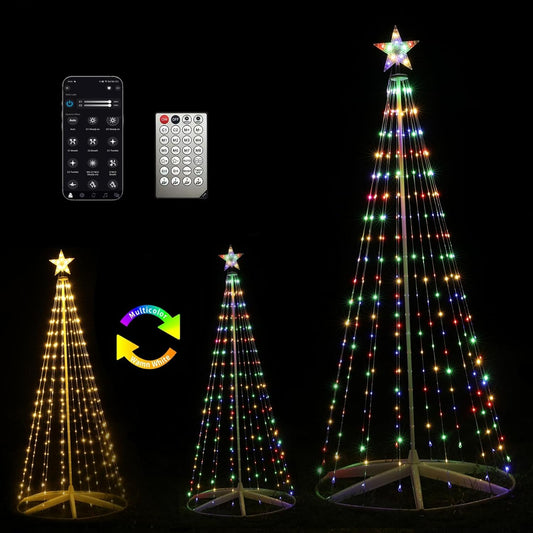 Outdoor APP Control Christmas Tree for Yard 328 LED Cone Tall Star Topped Artificial Flag Pole Christmas Tree Arbol de Navidad Outside Decor for Xmas