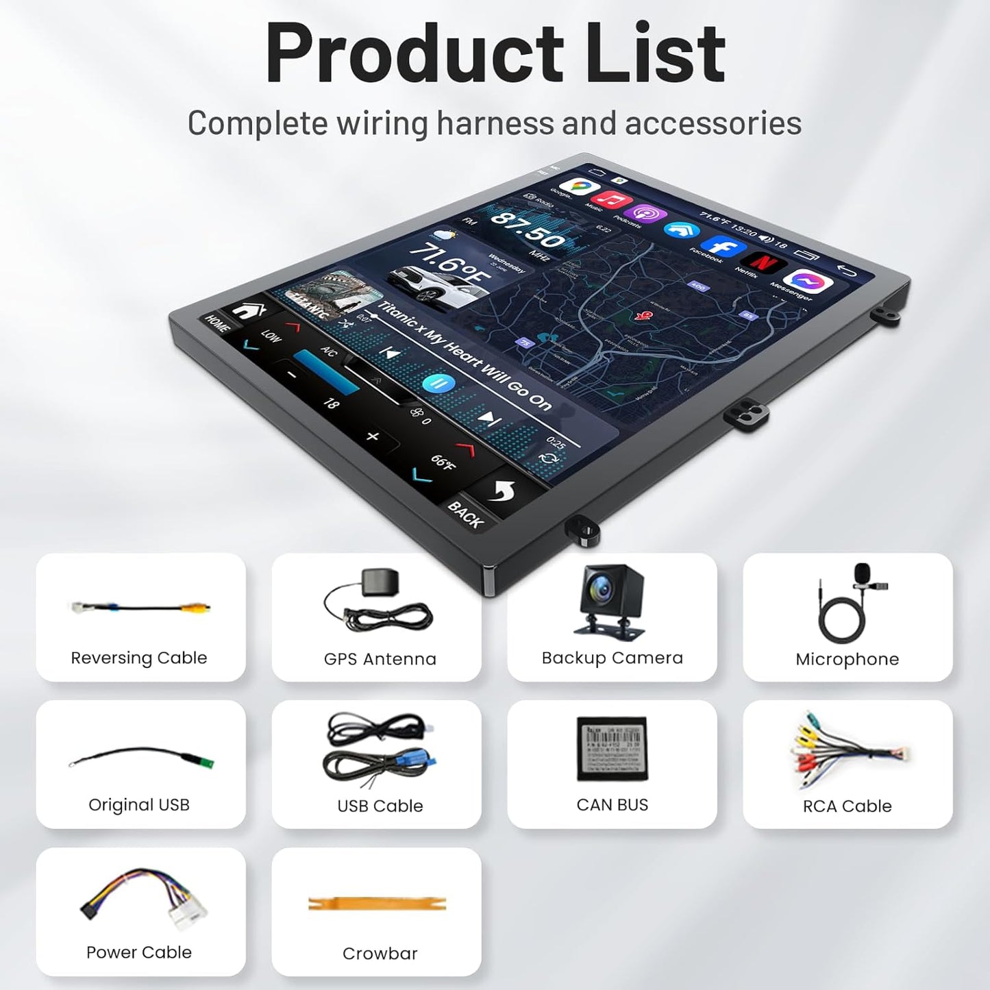 for Ford Focus 2012-2018 Radio Stereo Upgrade Replacement: 9.7 Inch IPS Touch Screen Head Unit, Wireless CarPlay Android Auto, GPS Navigation WiFi Bluetooth 5.0, FM SWC 2G+64G