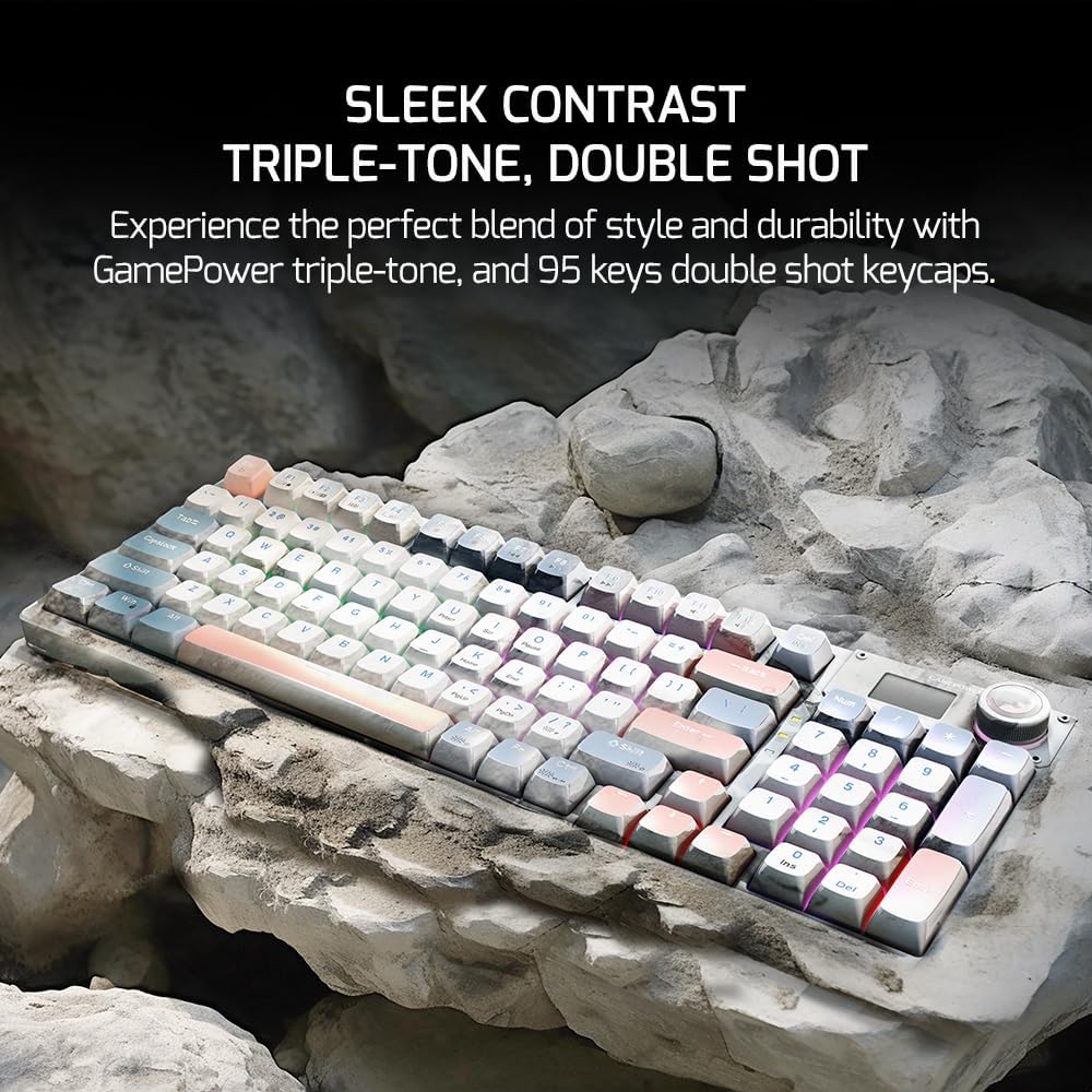 Gasket Elite Triple Mode Mechanical Gaming Keyboard - 95 Keys, Knob Switch, Macro, 4000mah, 60M Linear Red switches, Wired/Wireless 2.4G/Bluetoot