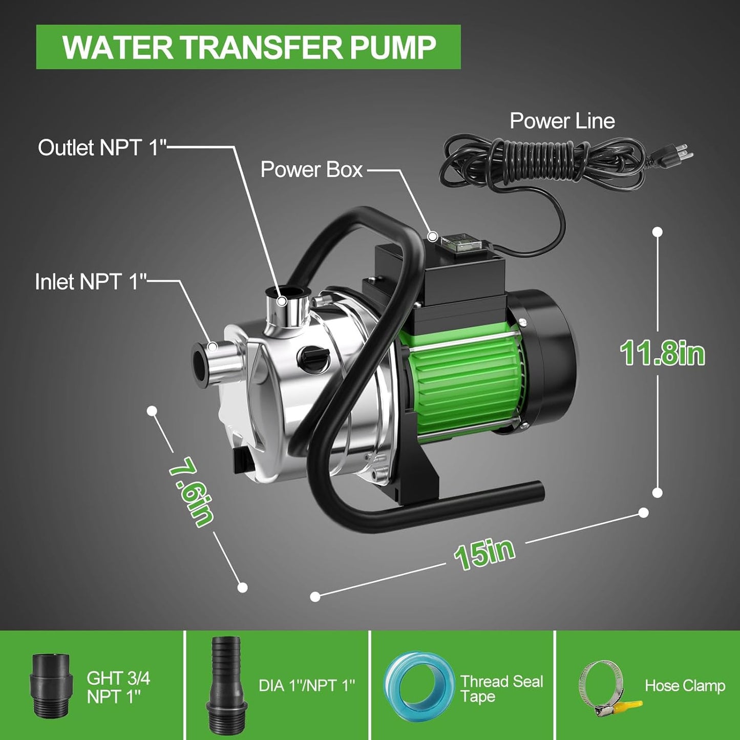 SHANGDA Booster Sprinkler Pump for Shallow Wells and Garden Watering