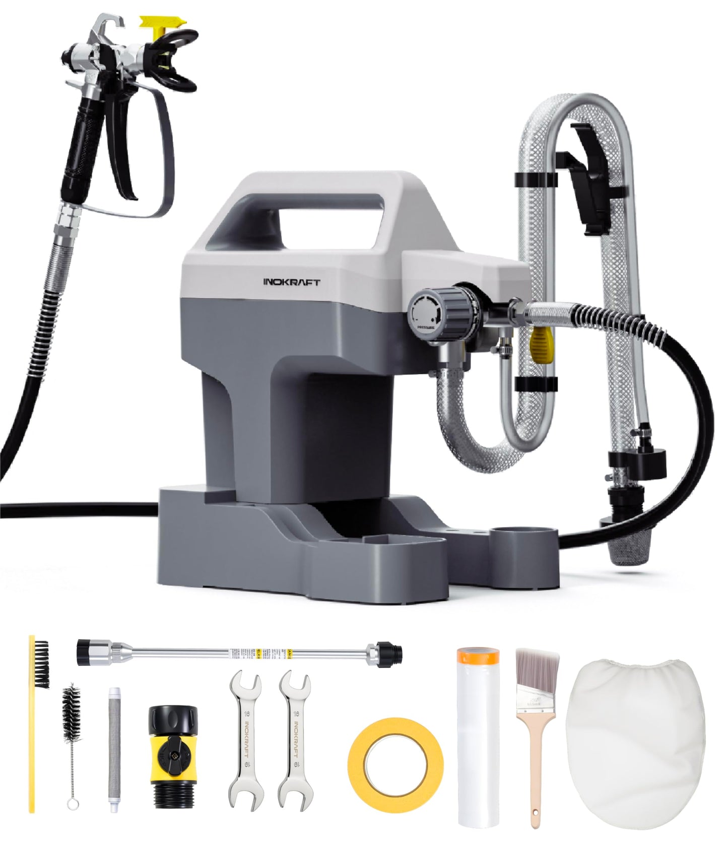 InoKraft NEO Airless Paint Sprayer Kit for House Painting, DIY Beginners' Choice with Accessories Storage Space, Lightweight Design, Quick Clean for Home Interior and Exterior Furniture and Fences