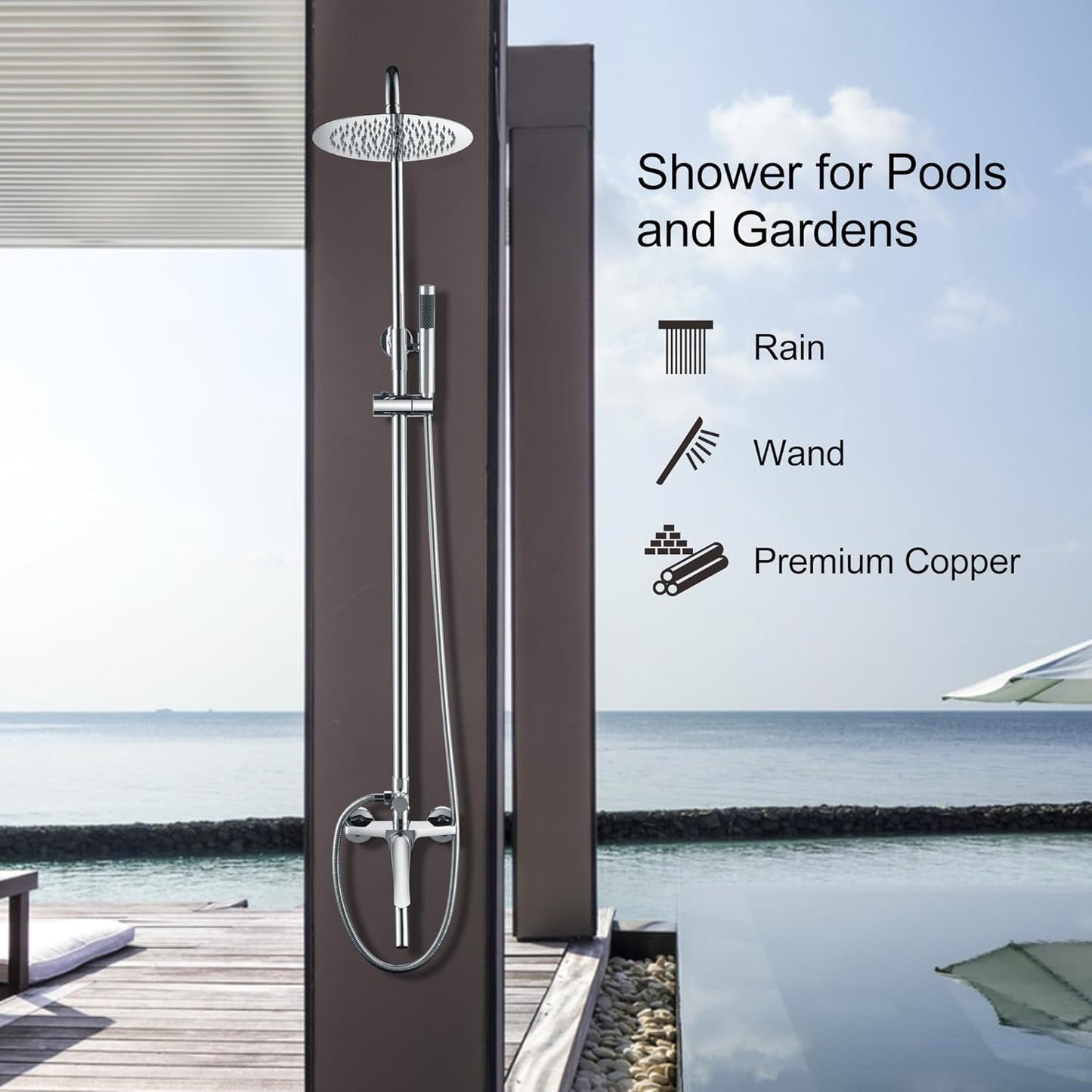 Shower Faucet - Shower Faucets Sets Complete, Shower System - Outdoor Shower Kit/Outdoor Shower Enclosure/Outdoor Shower Fixtures W/ SS304 Shower