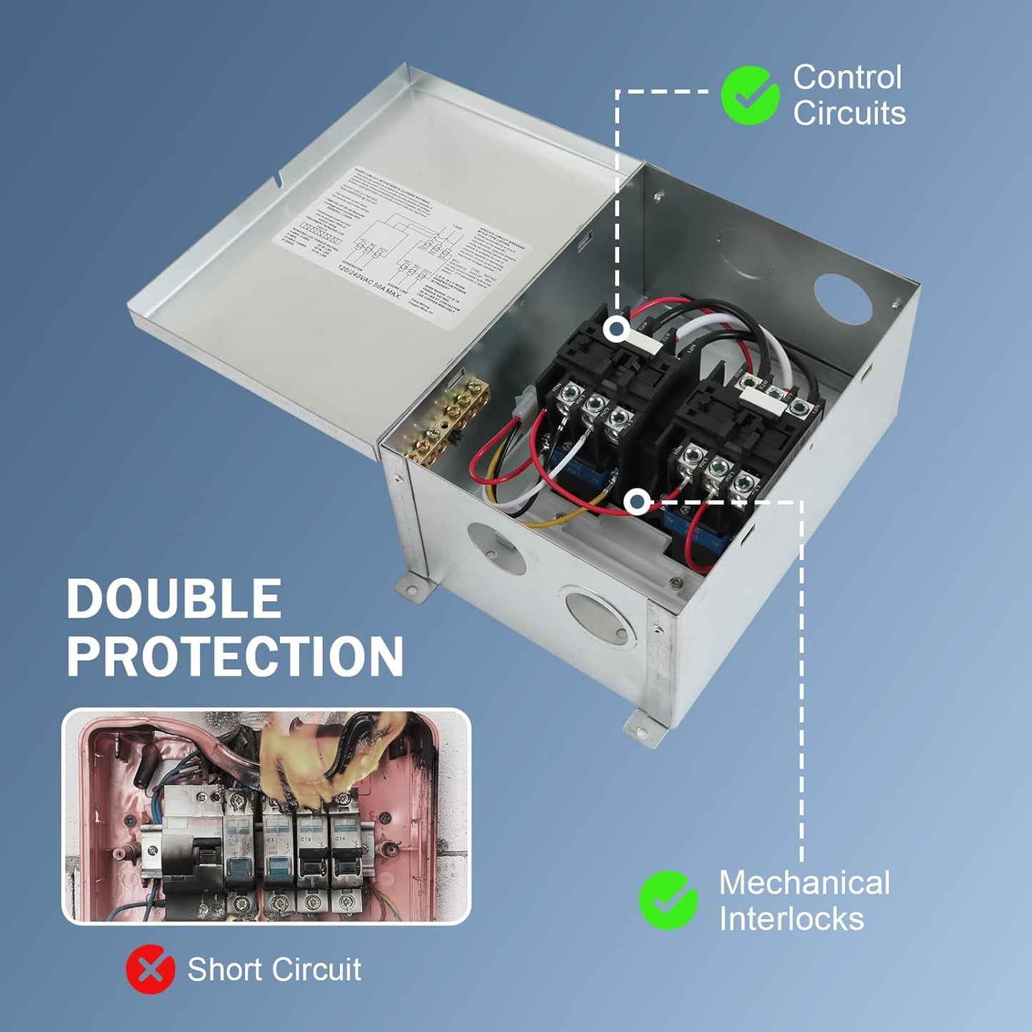 Nirakoka RV Automatic Transfer Switch, Rated 240VAC 50A 70A Neutral - Applied to RV, Speedboats, 120/240 Volt Power Sources