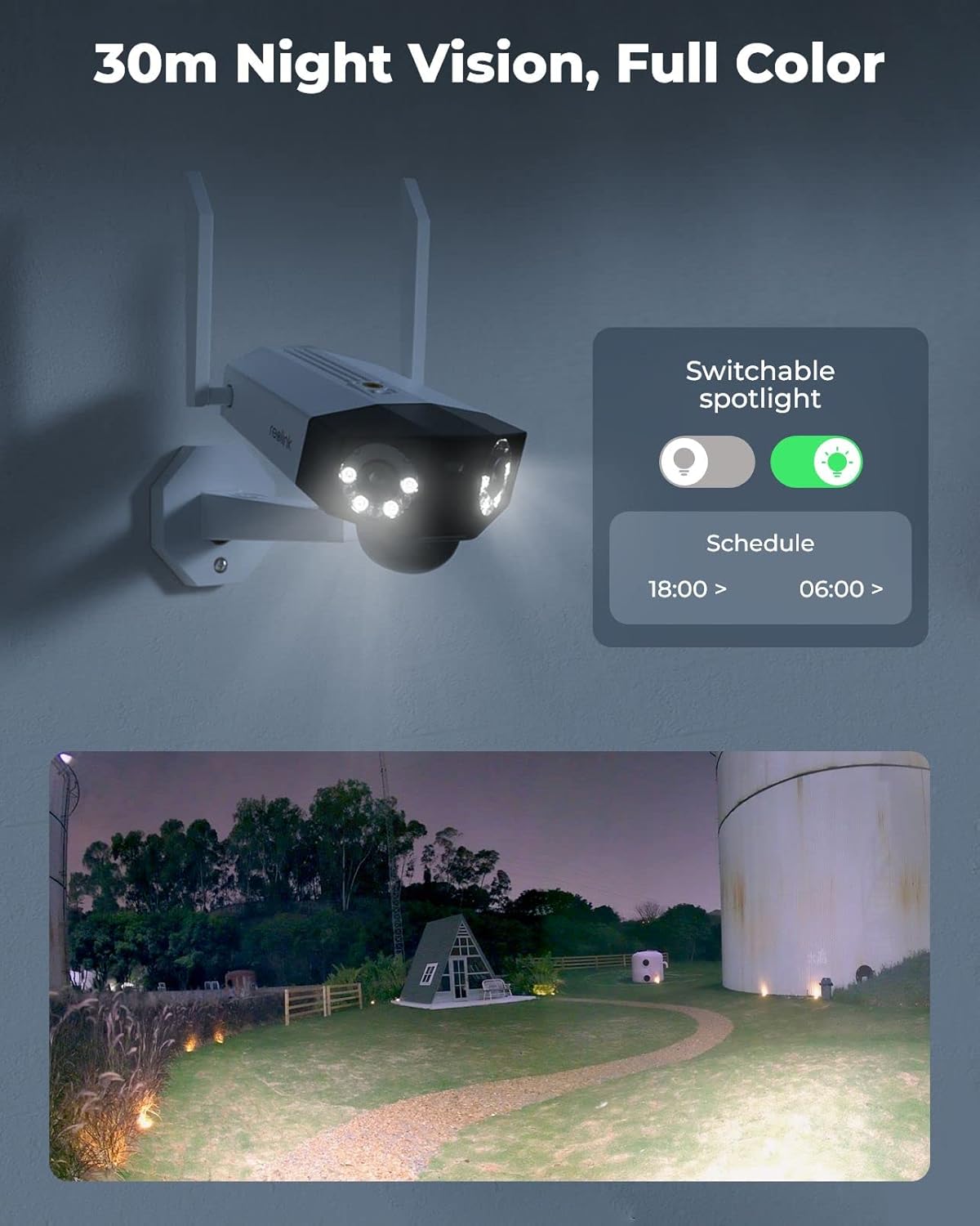 REOLINK Duo 2 LTE + SP - 4G LTE Cellular Security Camera Wireless Outdoor, Dual Lens, 6MP 180 Wide Angle, Continuous Solar Powered, Color Night