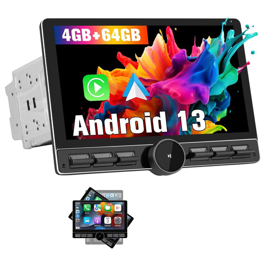 10.6" Double Din Car Radio with Wireless CarPlay & Android Auto | Android 13 Stereo with IPS Touchscreen, 4G SIM, Knob Button, GPS, DSP, WiFi, Bluetooth, SWC, Subwoofer Output