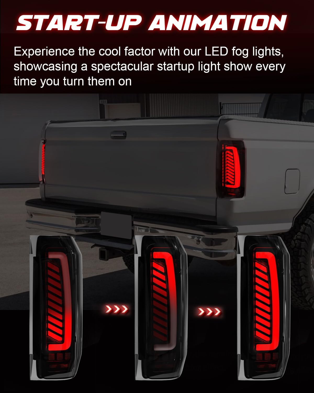 Full LED Tail Lights for 1987-1996 Ford F150 / F250 /Bronco,1987-1997 F350 Super Duty,