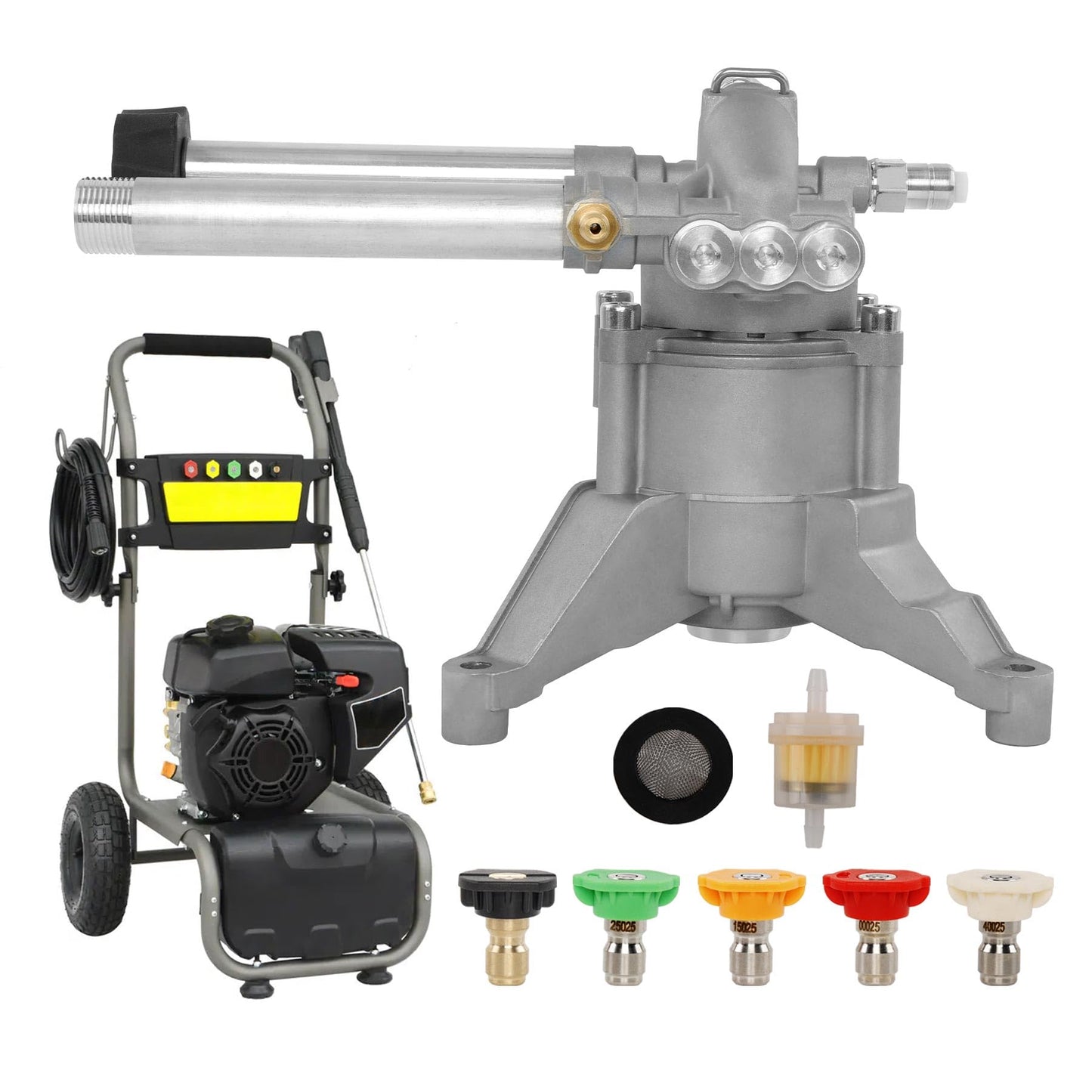 Pressure Washer Pump with 5 Nozzle Fits for SRMW22G26-EZ 2.2G24, 2.2 2.5 GPM 2600-3000 PSI 7/8" Shaft Vertical for TroyBilt, Karcher, Craftsman, Generac for Most 4-7 HP Engines