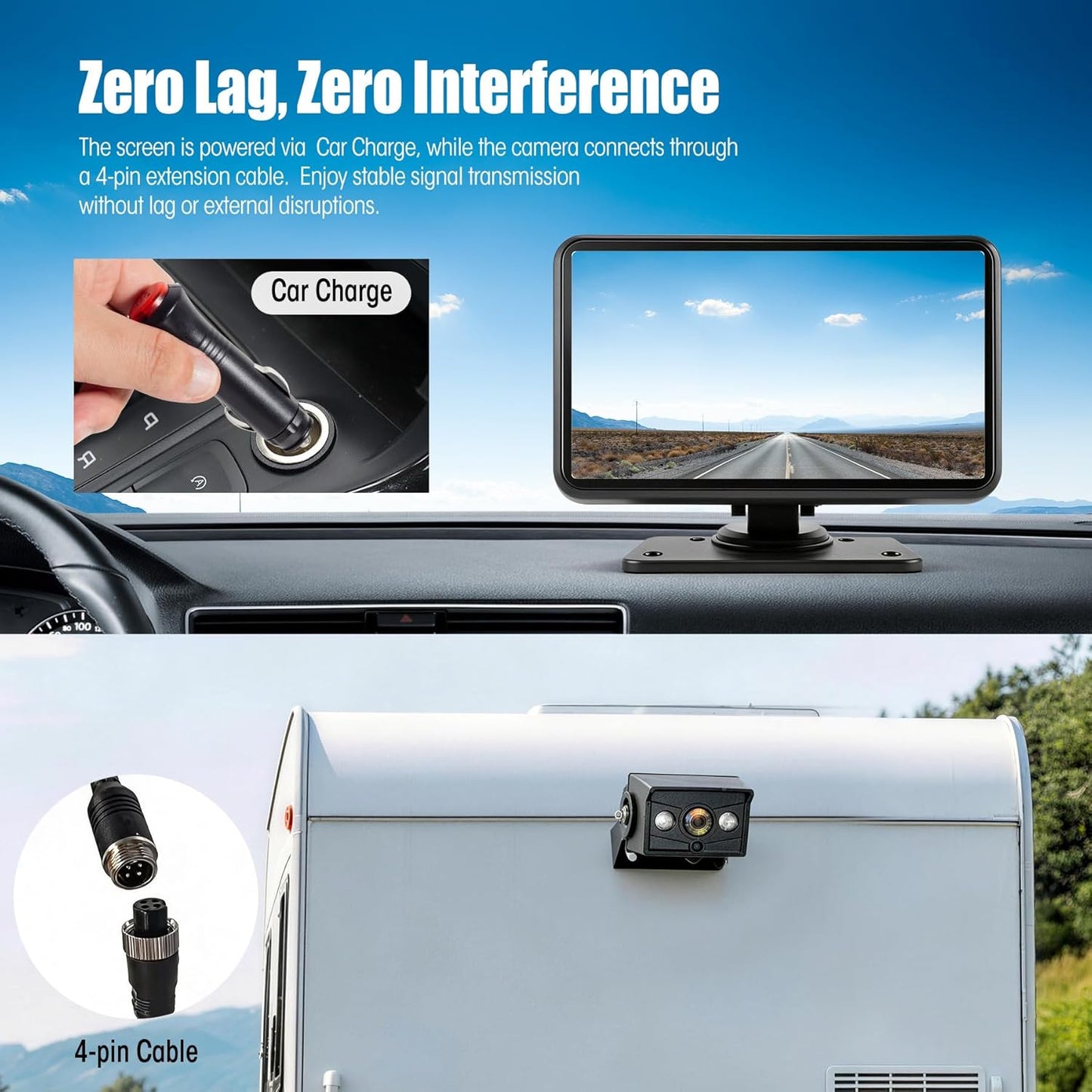 1080P 7.01" Wired Backup Camera System, DVR IPS Touchscreen with IP69K Water/Dust Proof Rear Camera, Vibration-Proof 20G for Skid Steer, Tractor, Truck, Heavy Equipment, AYT101