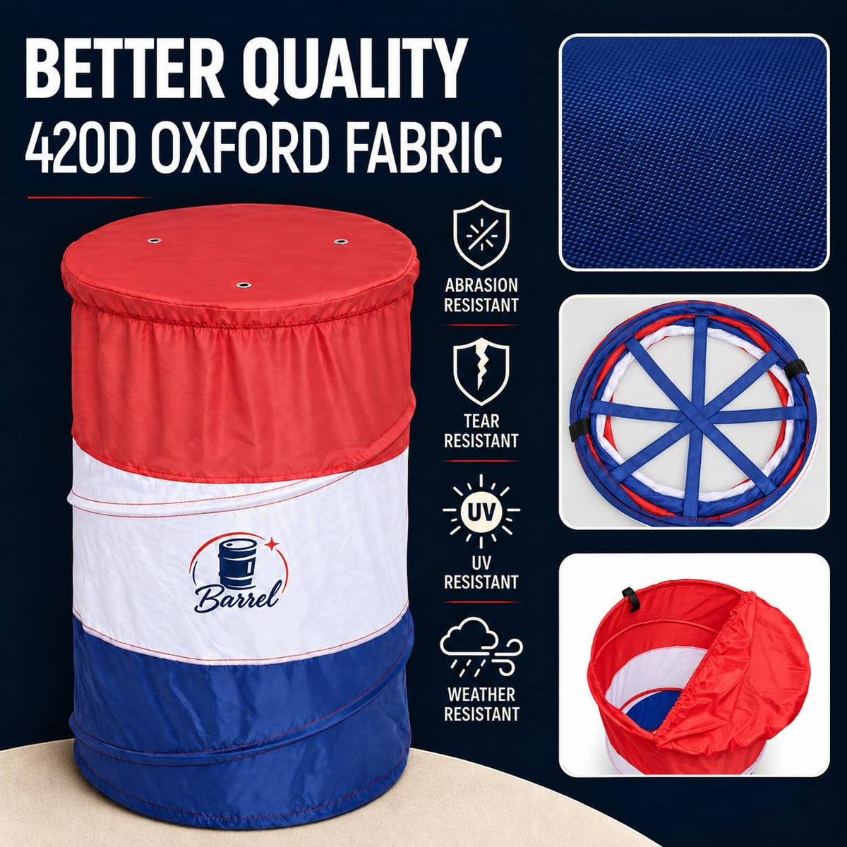 Pop Up Barrel Racing Training Barrels, Collapsible Set of 3