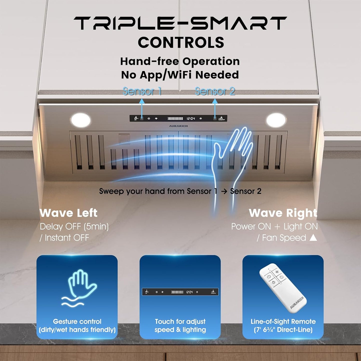 30" Range Hood Insert, 900CFM Full Copper Motor