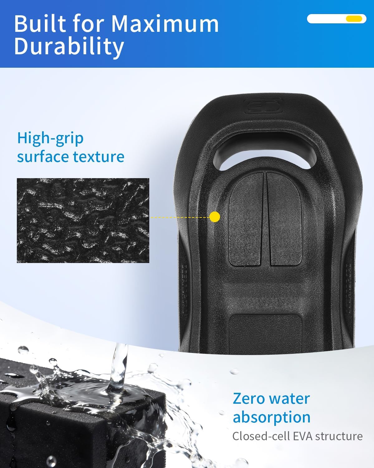 OCEANBROAD EVA Boat Fenders 2 Pack, 17" x 8" Boat Bumpers for Docking, with Quick-Lock Rope & Strap, Black, Fit for Pontoon, Jon, Ski and Fishing Boats, Marine-Grade Foam for Hull Protection