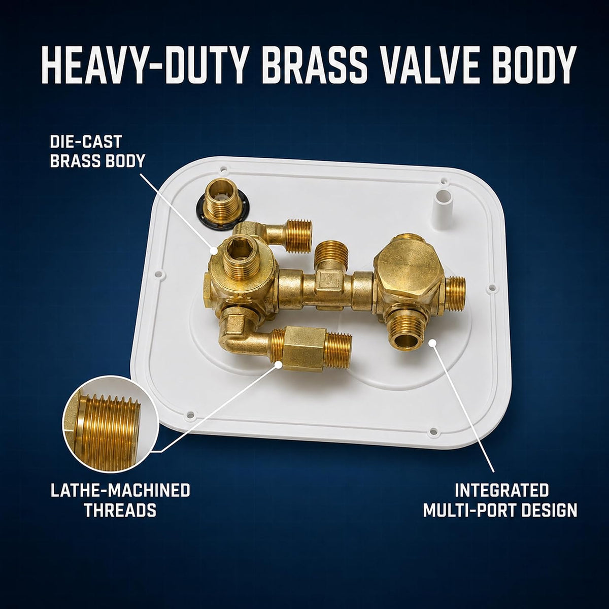 RV Water Service Panel, 4-Function Fill Valve with Heater Bypass