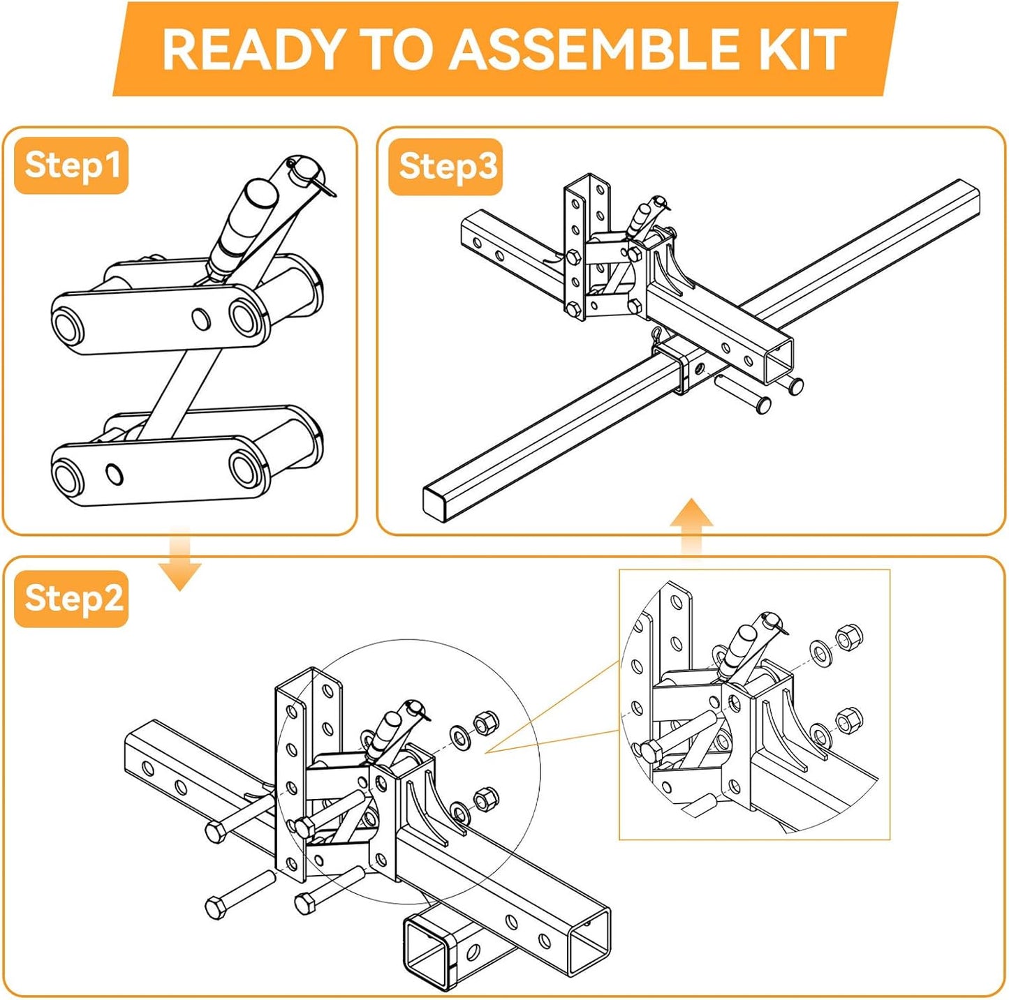 ATV/UTV Manual Implement Lift, 50 Inch ATV Attachments 1-Point Hitch System for 2 Inch Receiver, Adjustable Height Heavy Duty Steel Lift for Rake Scrape Blade Plow and Disc