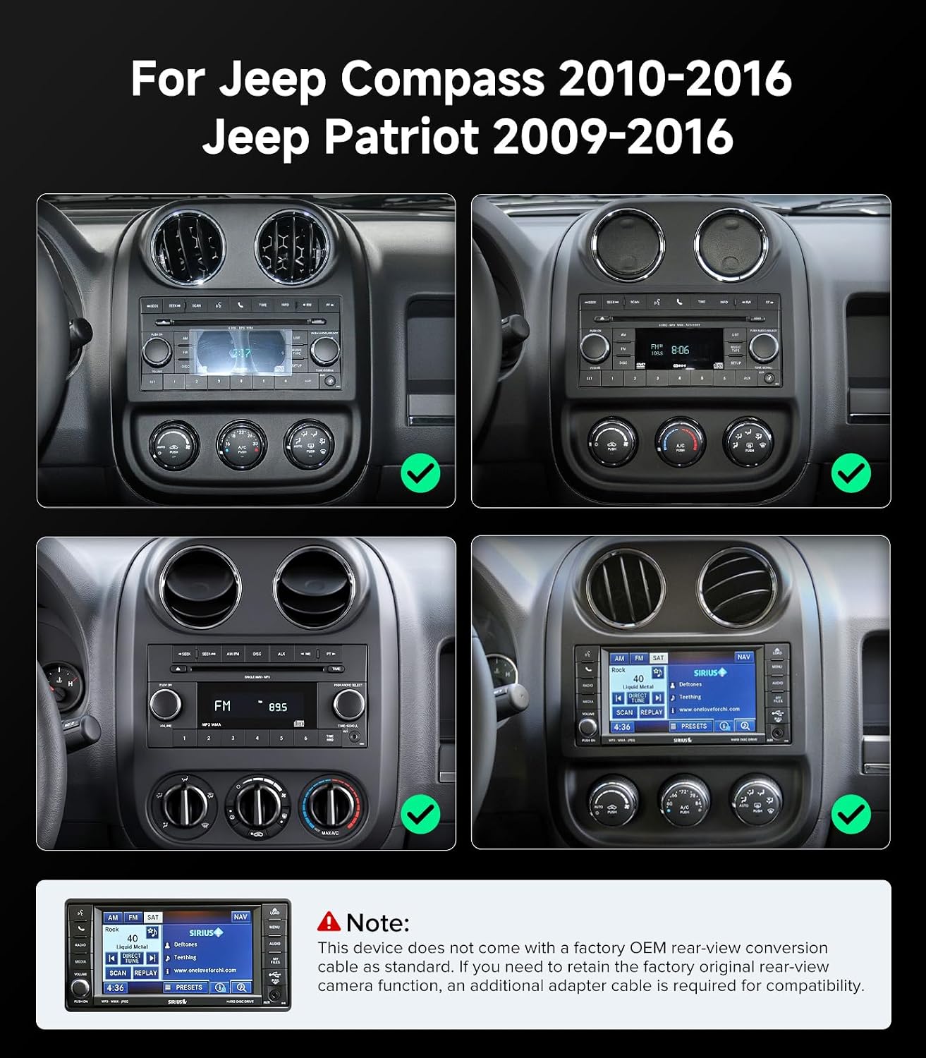 10.2" Car Radio Stereo GPS Navigation System for Jeep Compass Patriot 2010 2011 2012 2013 2014 2015 2016, Wireless CarPlay Android Auto, 5G WiFi, AHD Backup Camera, Plug & Play
