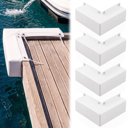 Marsui 4 Pack Corner Dock Bumpers with Nylon Cable Ties, Boat Dock Bumpers