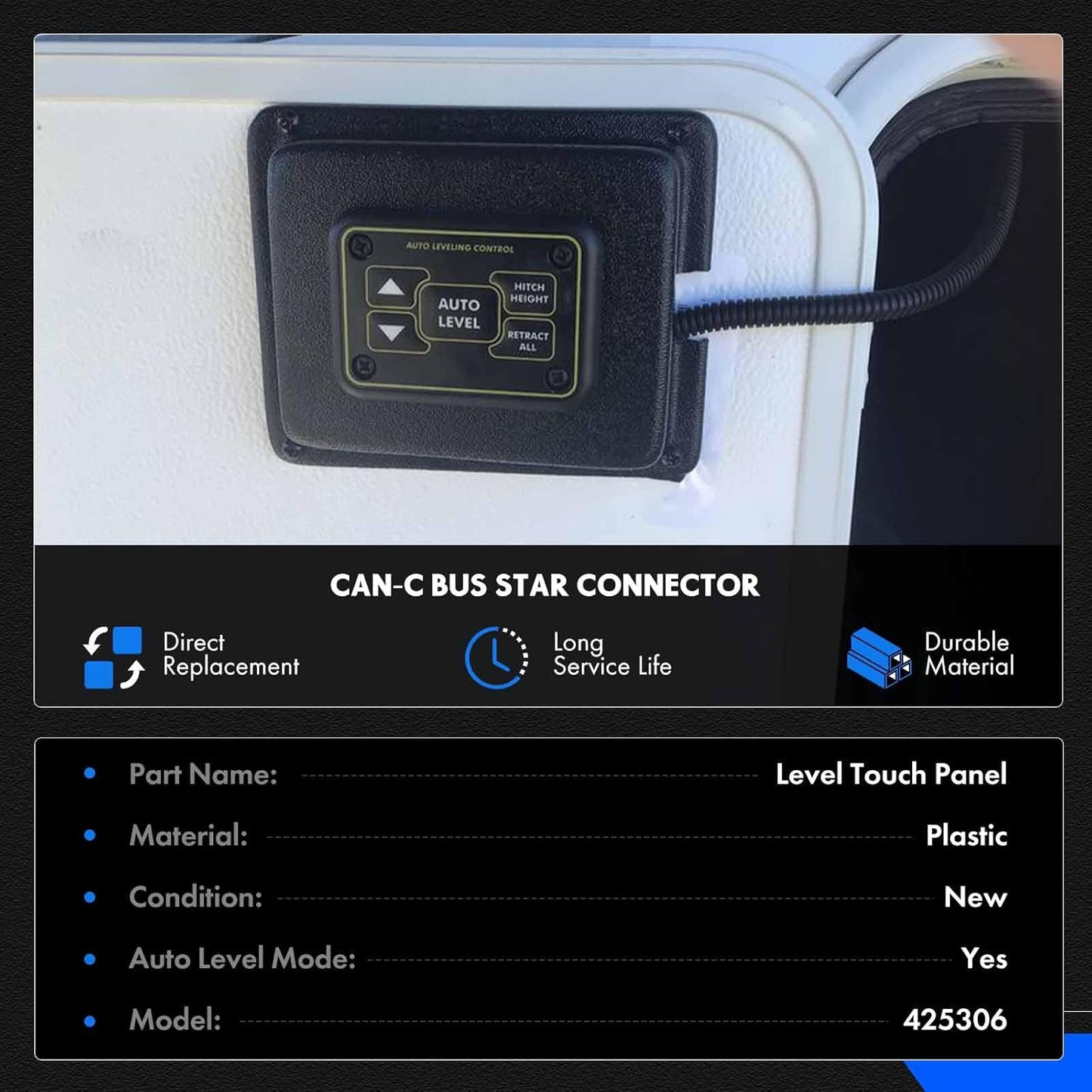 425306 Quick Level Touch Panel Assembly w/RV Auto Leveling Fit for Lippert Ground Control & Level-Up Hydraulic Leveling System