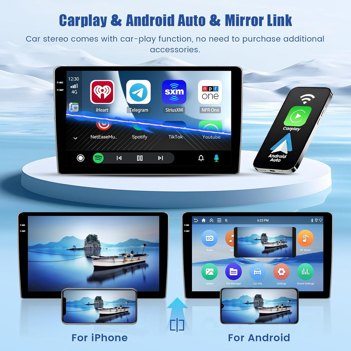 5Ghz WiFi [4G+64G] Android 15 Car Radio for Kia Sportage 2010-2016 Car Stereo with Wireless Carplay/Android Auto, 9 Inch HD Touch Screen with GPS Bluetooth FM/RDS EQ SWC Backup Camera MIC