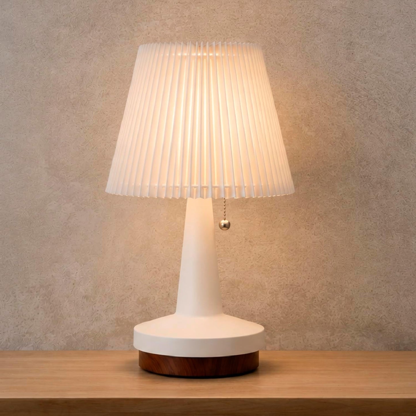 HarvestLand Pirouette 16'' White Table Lamp, Pleated Shade Bedside Lamp, Lamp for Living Room, Nightstand Lamp