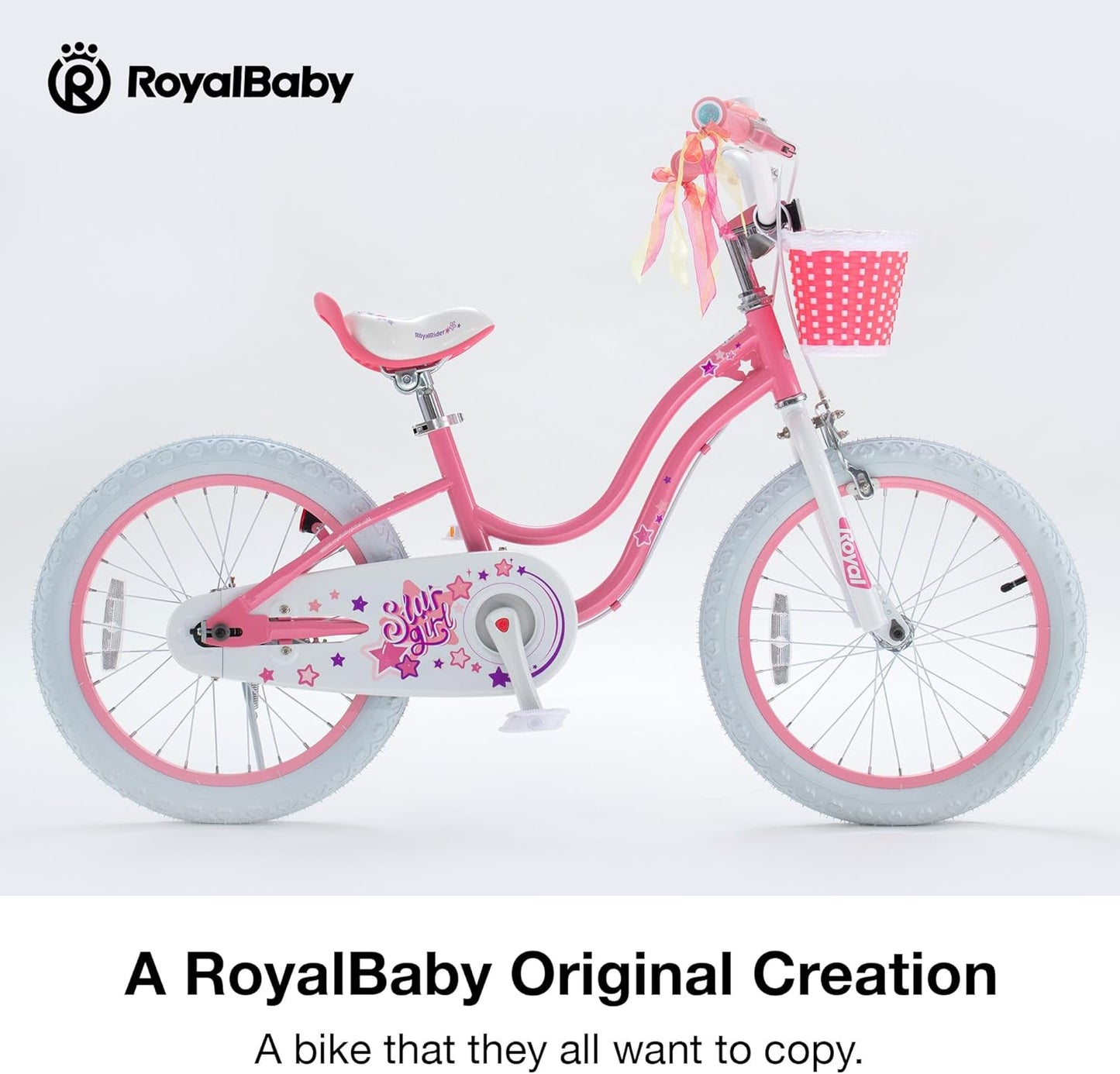 Royalbaby EZ Stargirl Kids Bike,Easy Learn Balancing to Biking,18 Inch Balance & Pedal Bicycle,Beginners Girls Bicycle for Children Ages 5-9 Years,