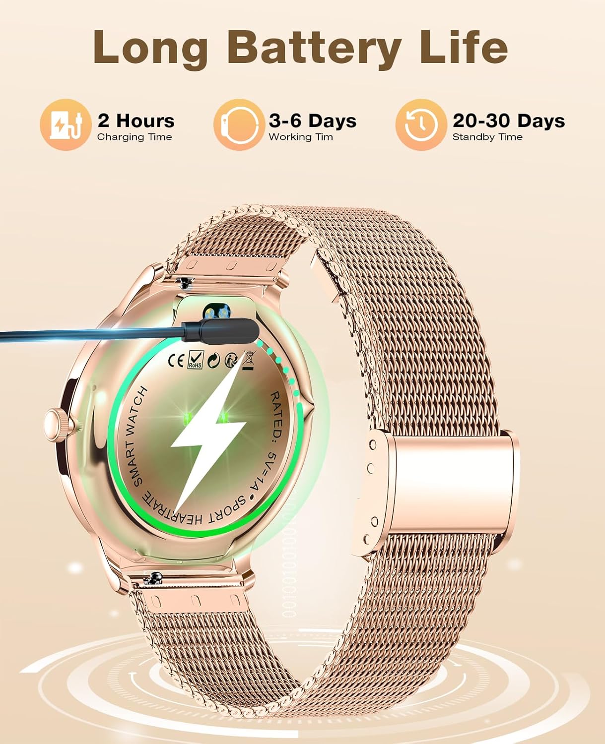 Smart Watches for Women iPhone Compatible, 1.43' AMOLED Display Fitness Tracker with Bluetooth