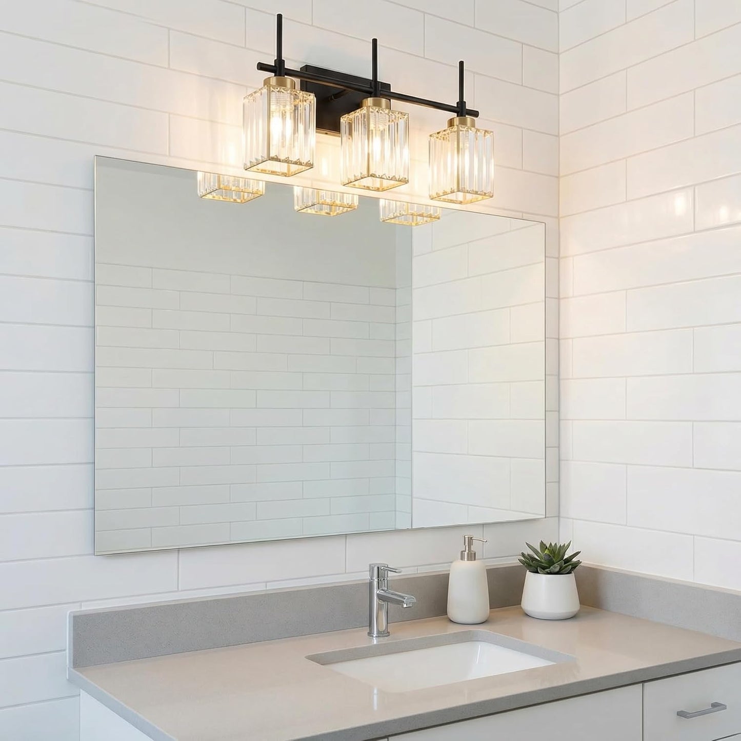 Torondo Modern Yellow Vanity Lights,Crystal Vanity Lights for Bathroom, Modern Crystal Bathroom Light Fixture