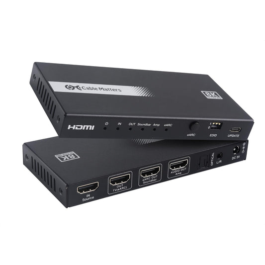 Cable Matters HDMI 2.1 Audio Extractor with eARC, Dolby Atmos, DTS, HDMI to Optical Adapter for TV, Amplifier, Works with Sonos, Samsung Soundbars, Max 5.1 Ch for Optical, No PS3, Xbox 360 Support