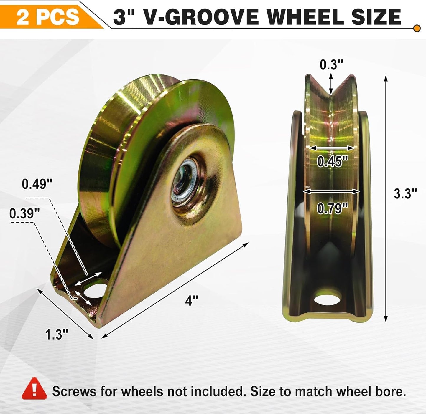 24 ft Sliding Gate V Track Kit 3mm Thick Galvanized Inverted V Rail with 2 Pack 3" V-Groove Wheels, 4 x 6ft Sections Heavy Duty Driveway Gate Track System
