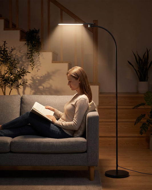 Honeywell LED Floor Lamp, CRI97 Full Spectrum, Dimmable Reading Lamp 77" Black