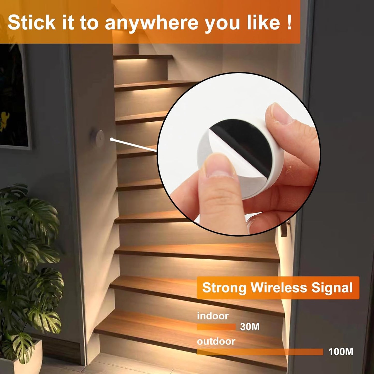 KOMIGAN LED Stair Lighting Kit KMG-8497, Wireless Switch Control, Tuya App Controlled, Work with Alexa and Google Assistant, Timer Schedule, for