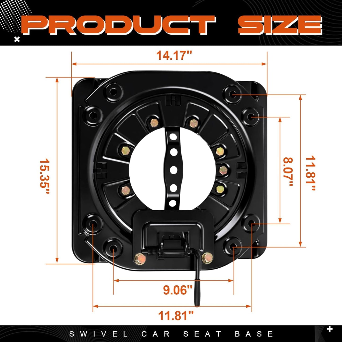 Woanger Swivel Car Seat Base 360° Rotating Heavy-duty Swivel Base 3.0mm Steel Plate & 286.6 Lbs Load Capacity Universal Seat Mount for RV Van Camper Truck Bus Commercial Vehicle(Universal Style)