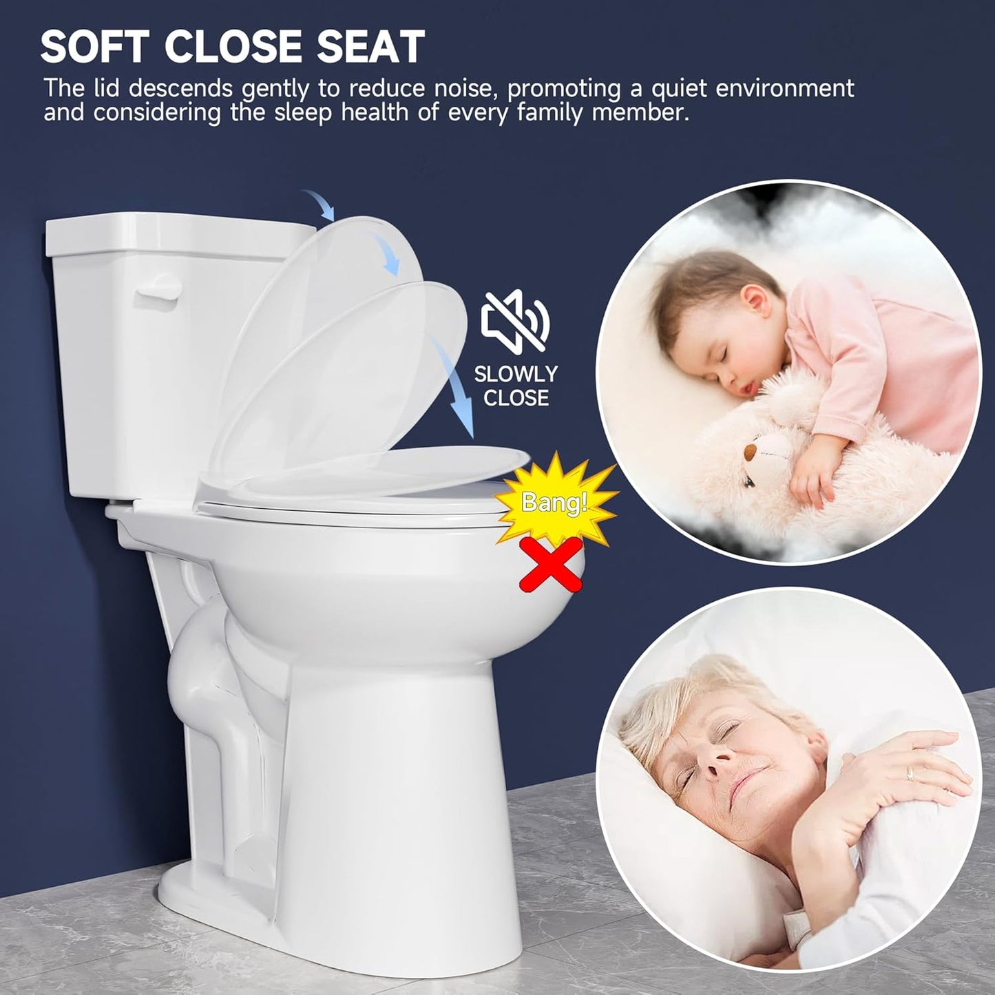 Extra Tall Toilet 21 Inch - High Toilet for Seniors, Round Bowl Toilet Single Flush 1.28 GPF, Comfort Bowl Height Toilet for Small Bathroom, Glossy