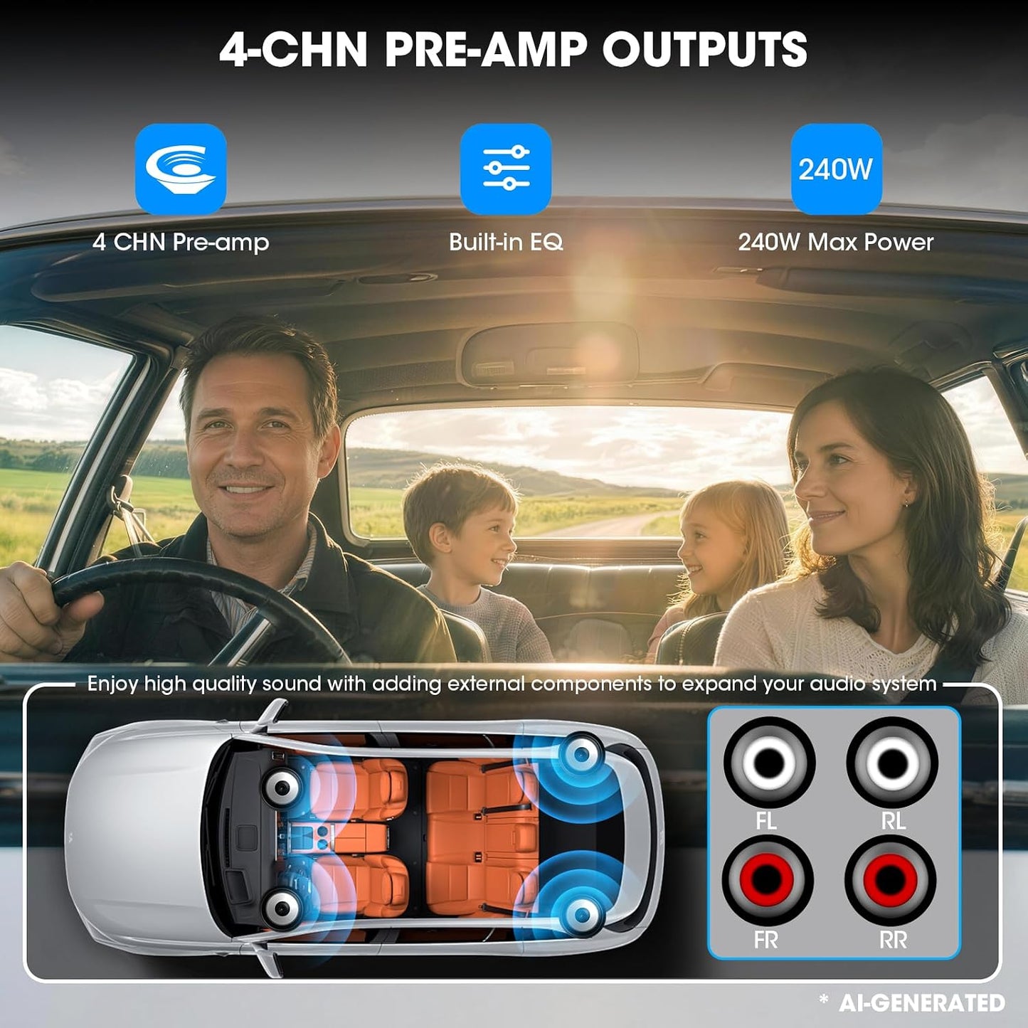 Single Din Retro Bluetooth Radio: European Style Stereo for Classic Cars | HD LCD Display FM AM USB SD AUX-In Type-C Charge Preset EQ 4-CHN Outputs Black