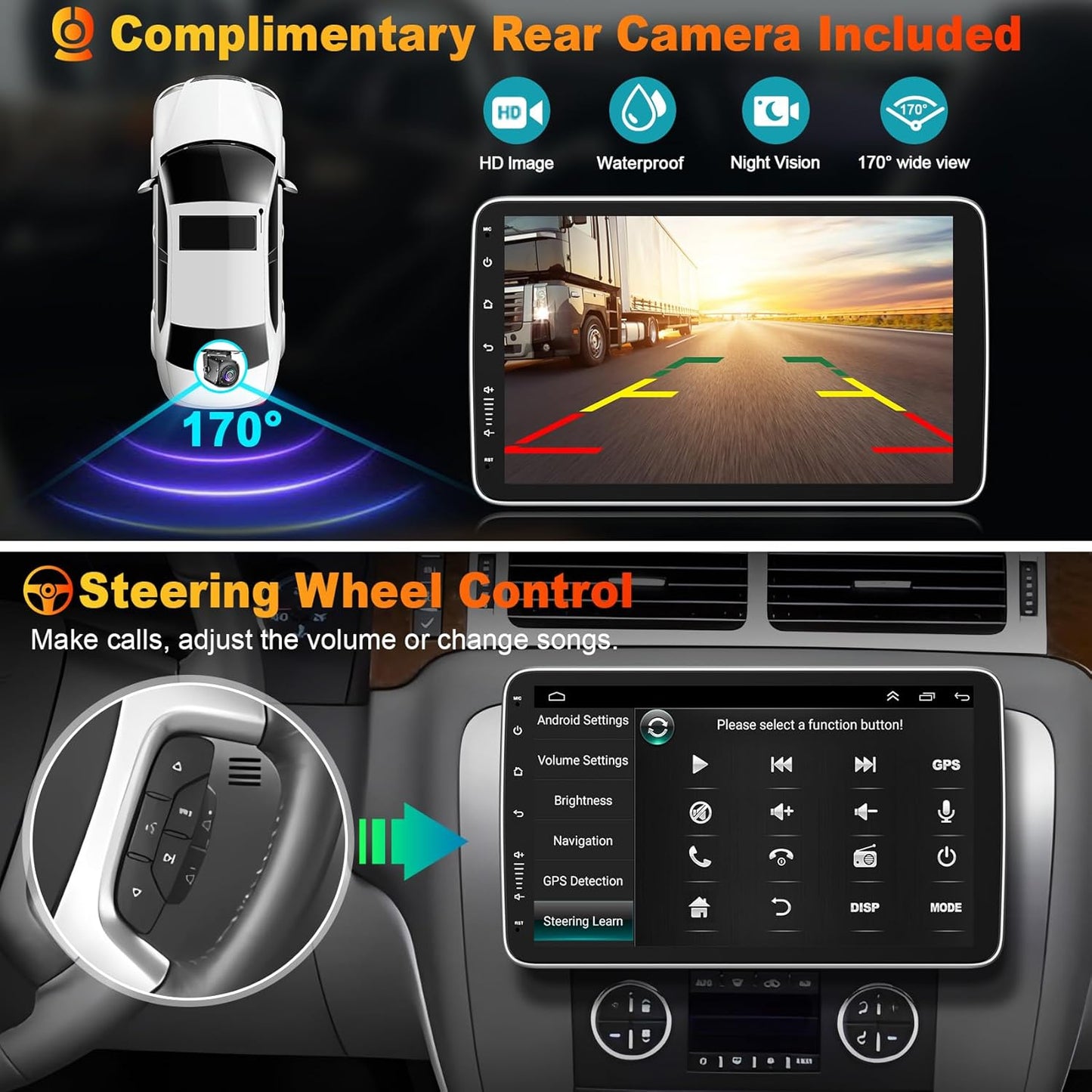 4+64GB Android 15 Double Din Car Stereo, Wired & Wireless Carplay & Android Auto Radio with 10.1 Inch IPS Rotatable Screen, Built-in DSP, Bluetooth 5.2, SWC, GPS Navigation, Backup Camera