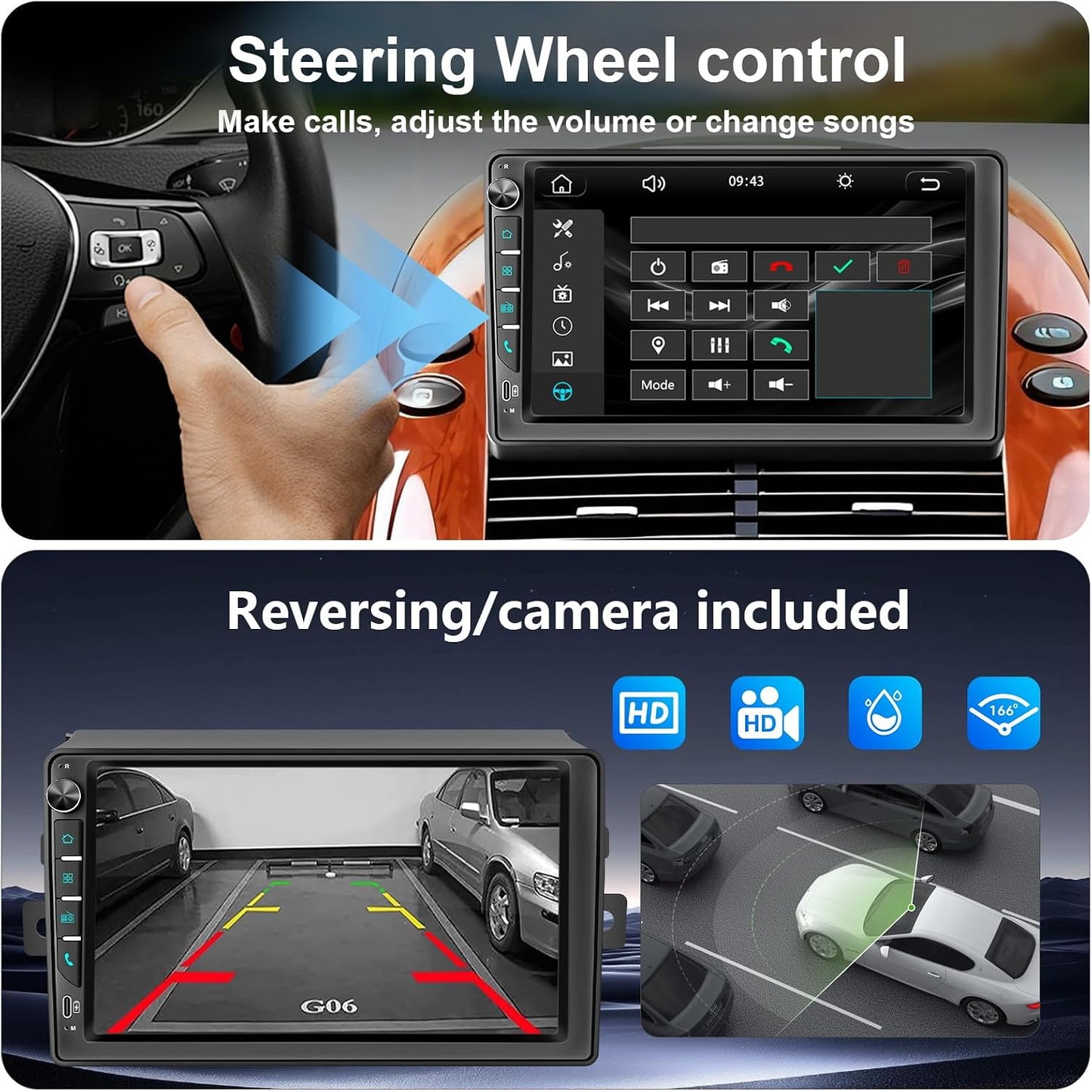 9 inch Touchscreen Car Radio Stereo with Wireless Carplay Android Auto Navi Volume Knob for Toyota Sienna 2004 2005 2006 2007 2008 2009 2010