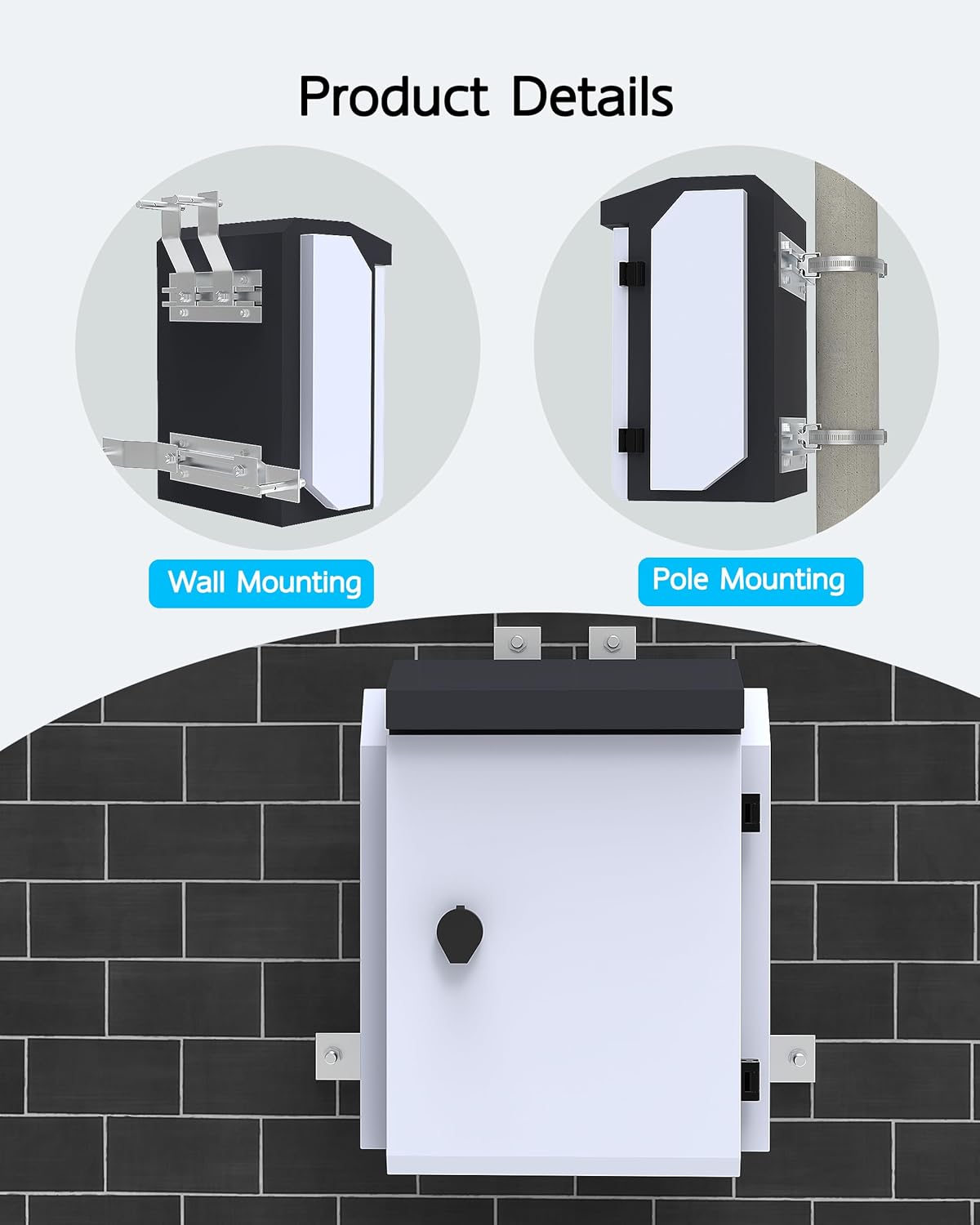 Outdoor Electrical Box with Thermostat and Fan, Precise Temperature Control 0.1F, IP65 Water Resistant Rating, Galvaniz