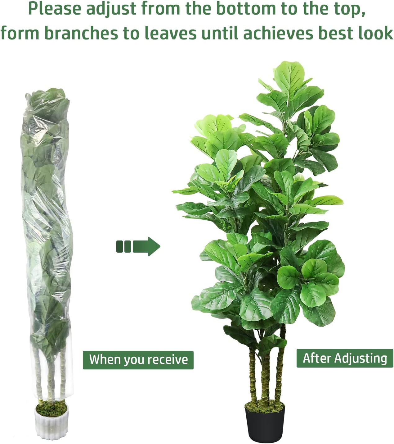 6ft Artificial Tree Indoor with Woven Seagrass Plant Basket, Artificial Fiddle Leaf Fig Tree Fake Tree Faux Plant Indoor