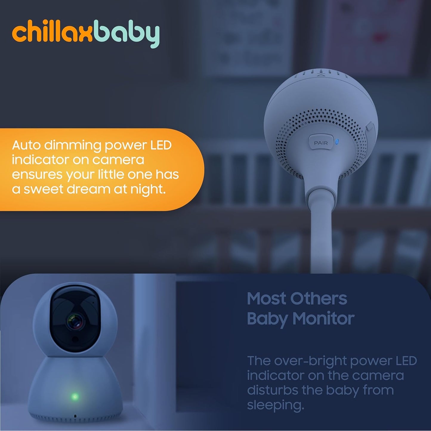 CHILLAX Giraffe Pro Portable Baby Monitor–Video Baby Monitor for Travel with Battery Base Stand,HD 1080p Camera and 5”Screen, Privacy Protection WiFi ON-Off Switch, Gooseneck Design, Night Vision Giraffe Portable