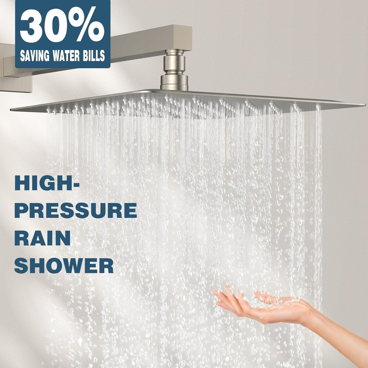 Shower System STARBATH 10 inch Rain Shower System with Handheld Push Button Wall Mounted Shower Systems Brushed Nickel