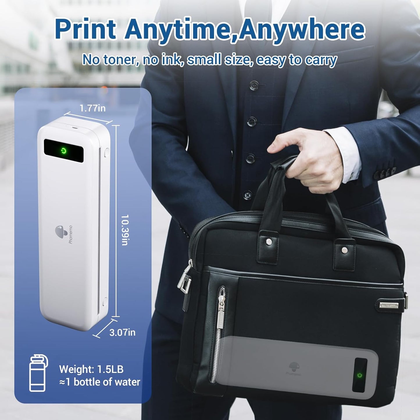 Portable Inkless Bluetooth Wireless Printer for Travel, M835 Thermal Printer